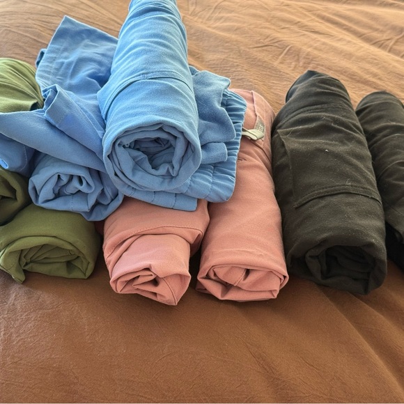 Figs Light Pink Joggers with Teal Drawstring - Picture 5 of 5